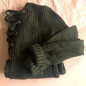 Olive green lace up cardigan